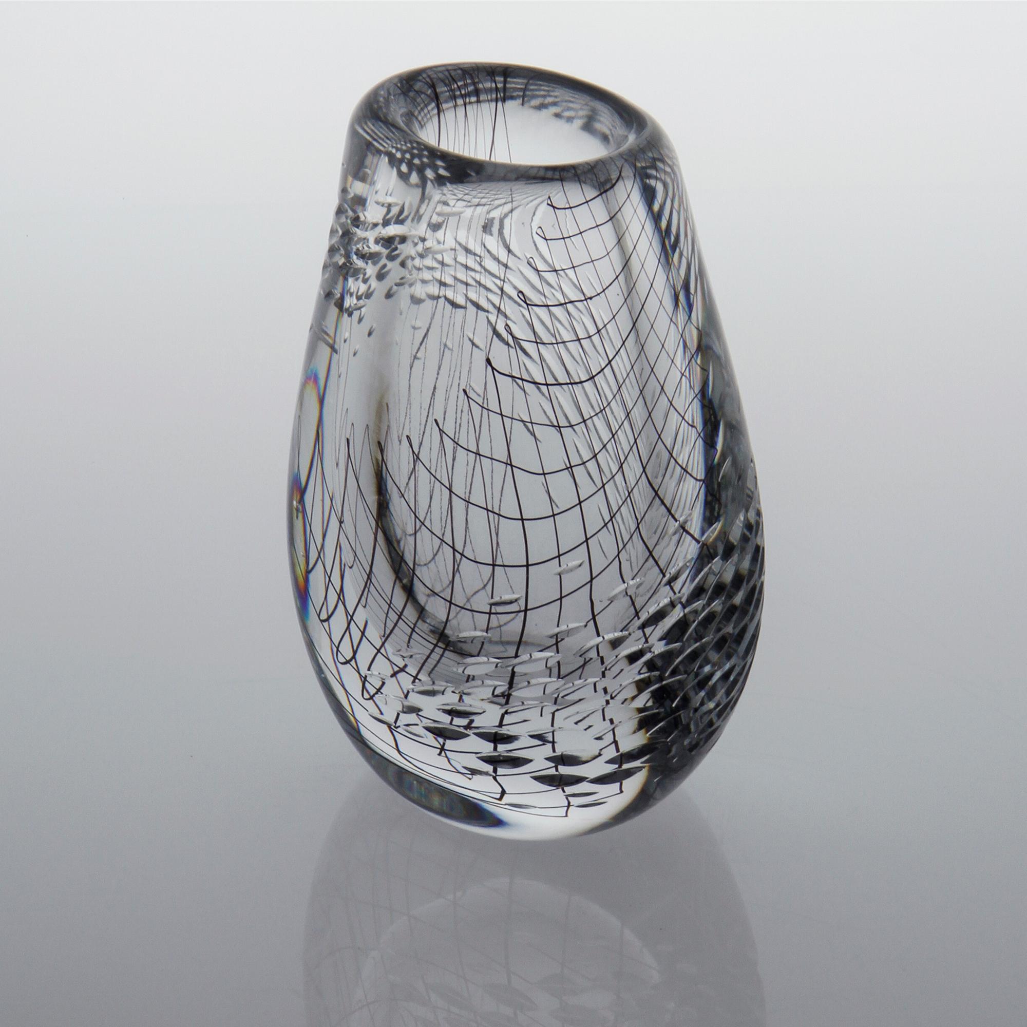 A glass vase by Vicke Lindstrand for Kosta, signed and dated 1955.
