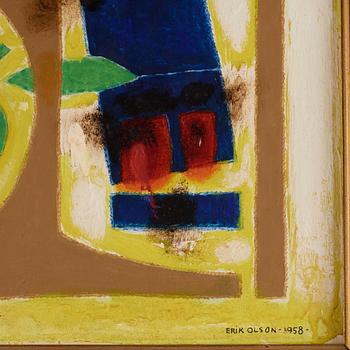 Erik Olson, oil on panel, signed and dated 1958.