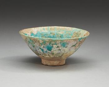 BOWL, pottery. Turquoise glaze. Diameter 16 cm. Persia 13th century, probably Keshan.