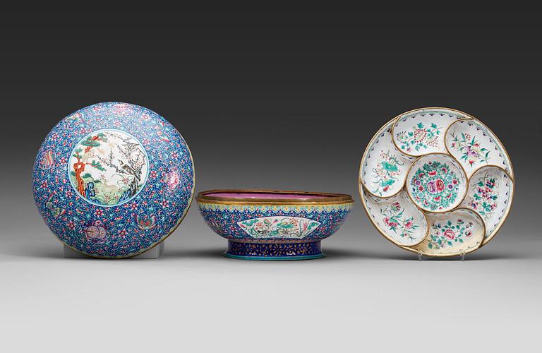 A enamel on copper box with cover, Qing dynasty presumably late 18th century.