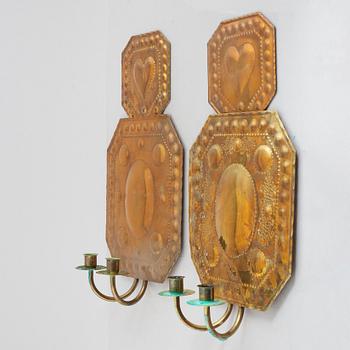 A pair of wall sconces, Baroque style, 20th century.