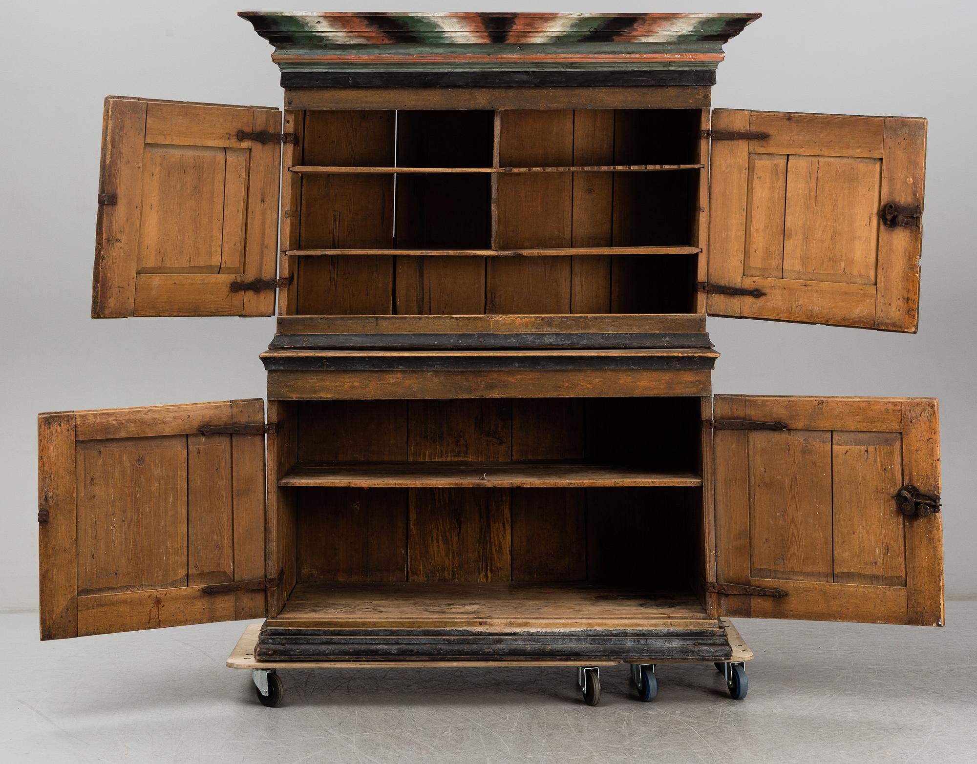 A painted pine cabinet from Ångermanland, 18th Century.