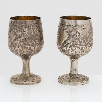 Pekka Turtiainen, a silver ewer and six goblets, Finland 1977.