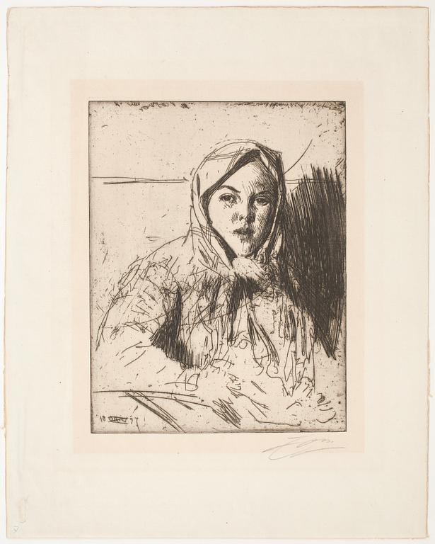 ANDERS ZORN, etching, 1897, signed with pencil.