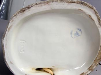 BORDSLAMPA porslin, Bohauer, signatur Padony.