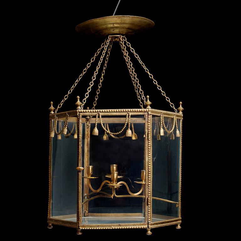 A Gustavian late 18th century four-light hanging lantern.