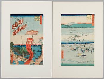 TRÄSNITT, 2 st, Japan, sent 1800-tal/tidigt 1900-tal.