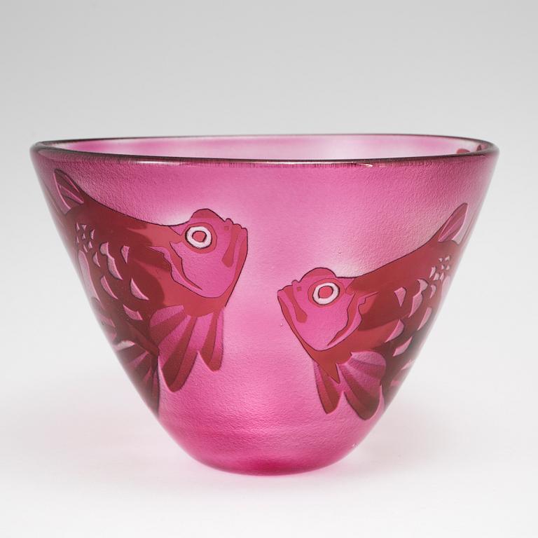 PAUL HOFF, a glass bowl from Kosta, signed.