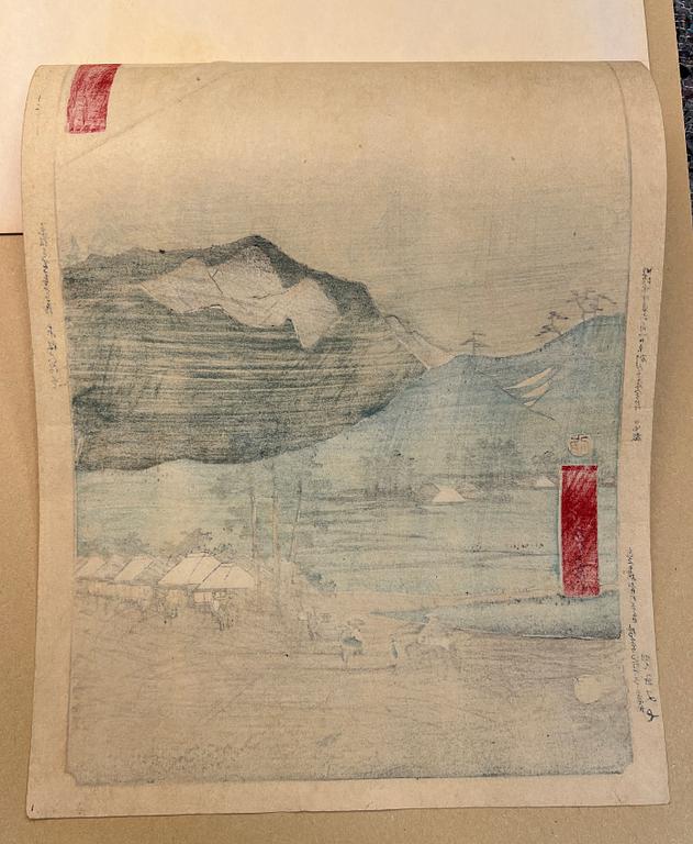 Ando Utagawa Hiroshige, efter, "Hara: View of Fuji and the Ashitaka Mountains".