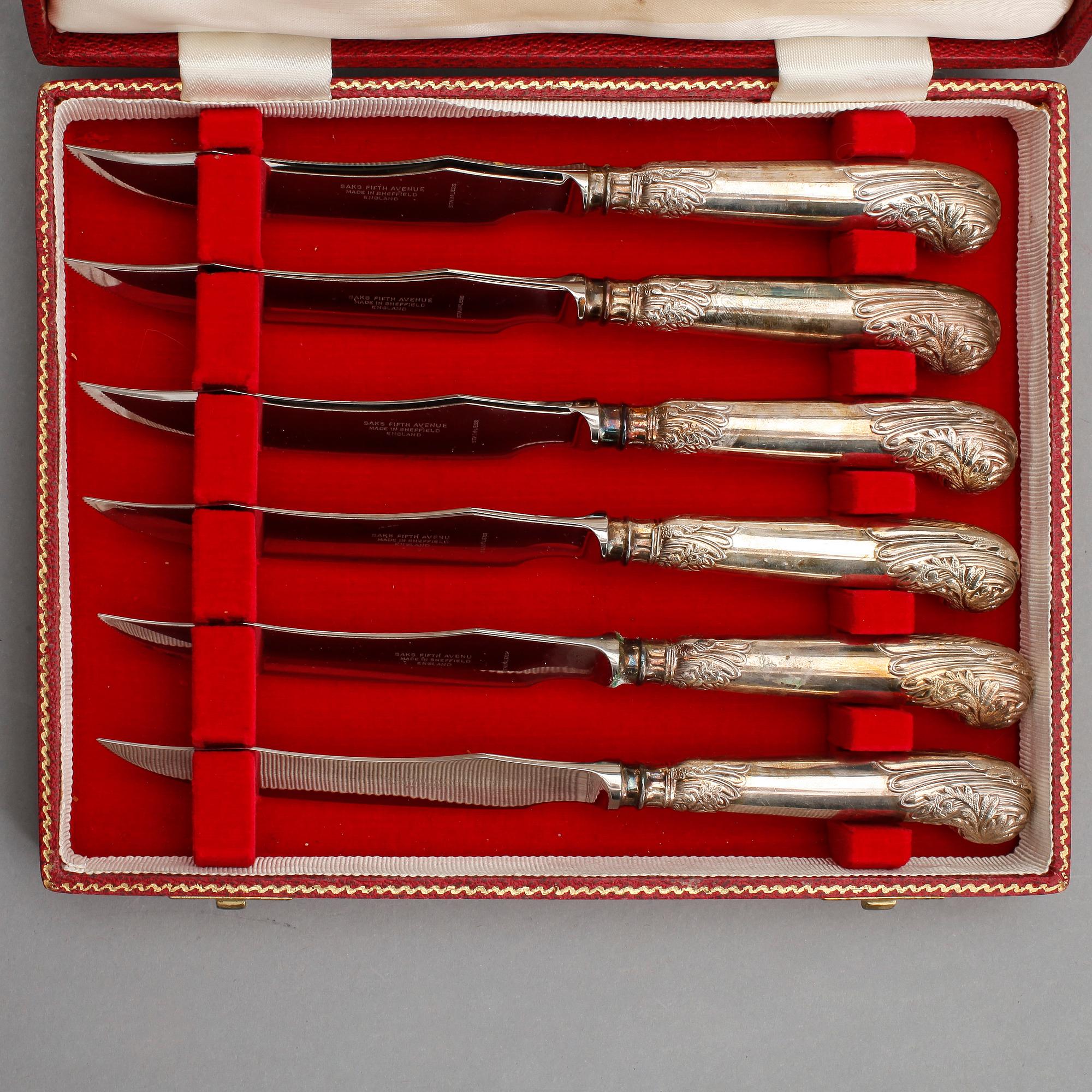 KNIVAR, 6 st, nysilver, 1900-tal.