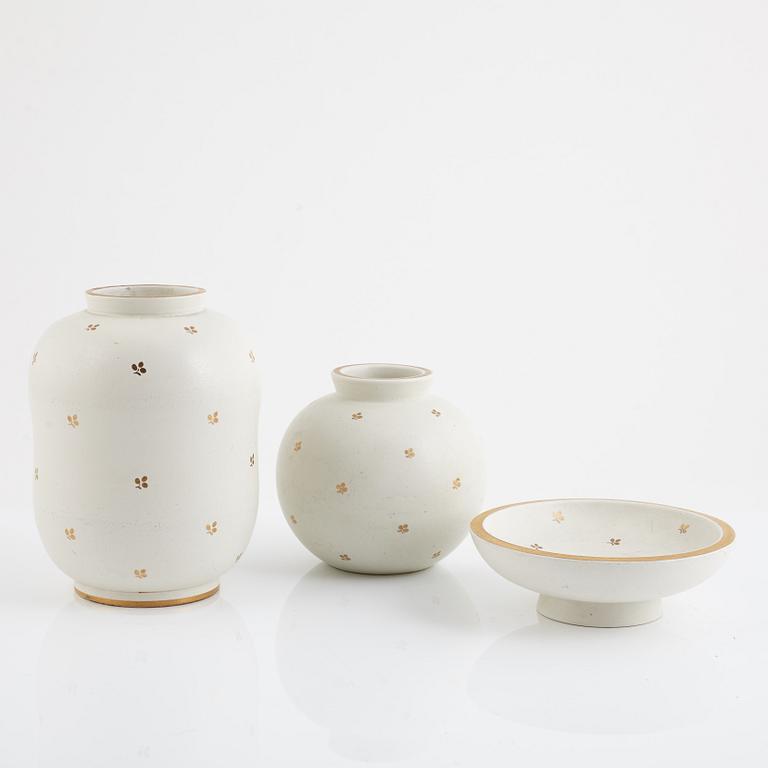 Wilhelm Kåge, "Carrara", 3 pieces, stoneware, Gustavsberg.