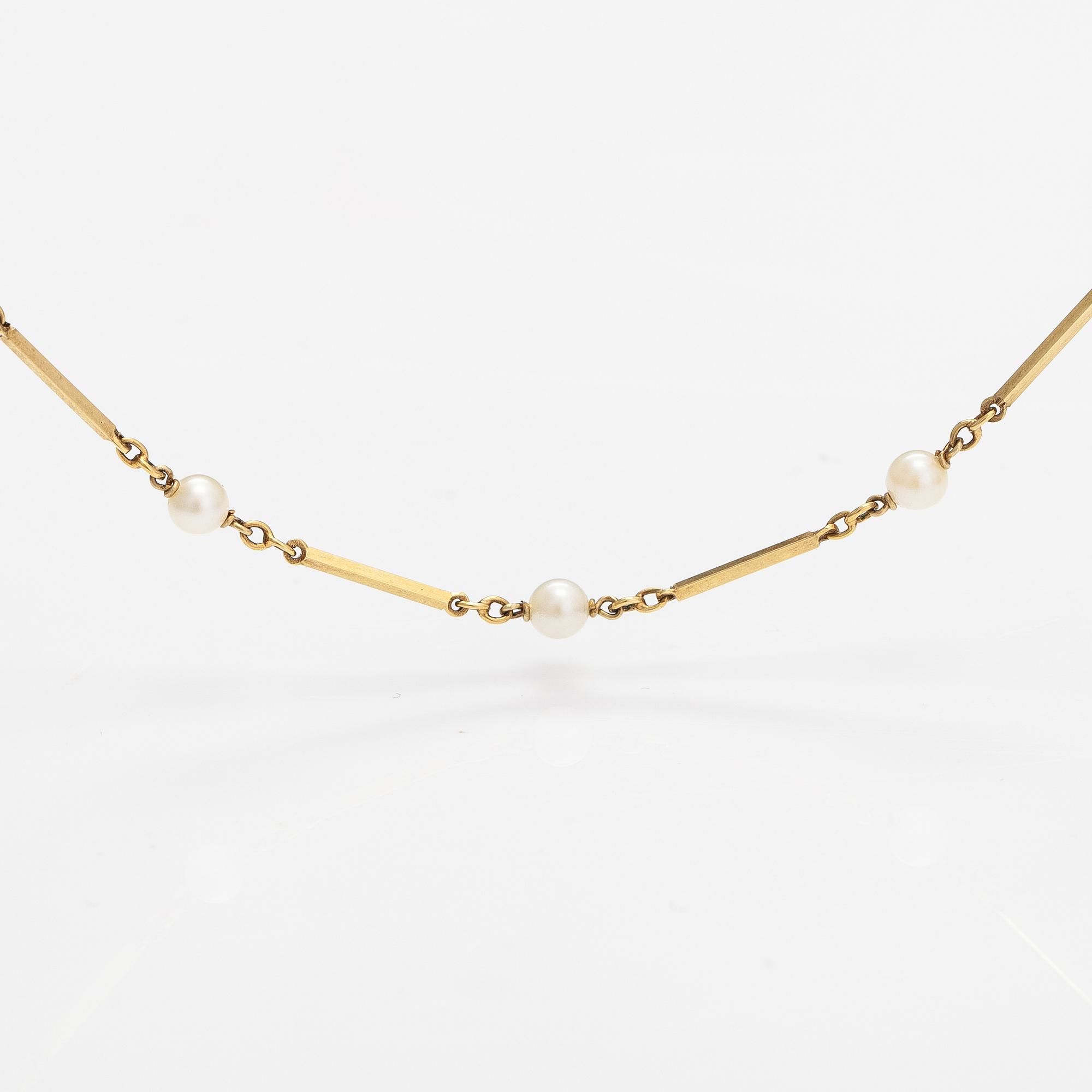 Halsband, 14K guld och odlade pärlor.