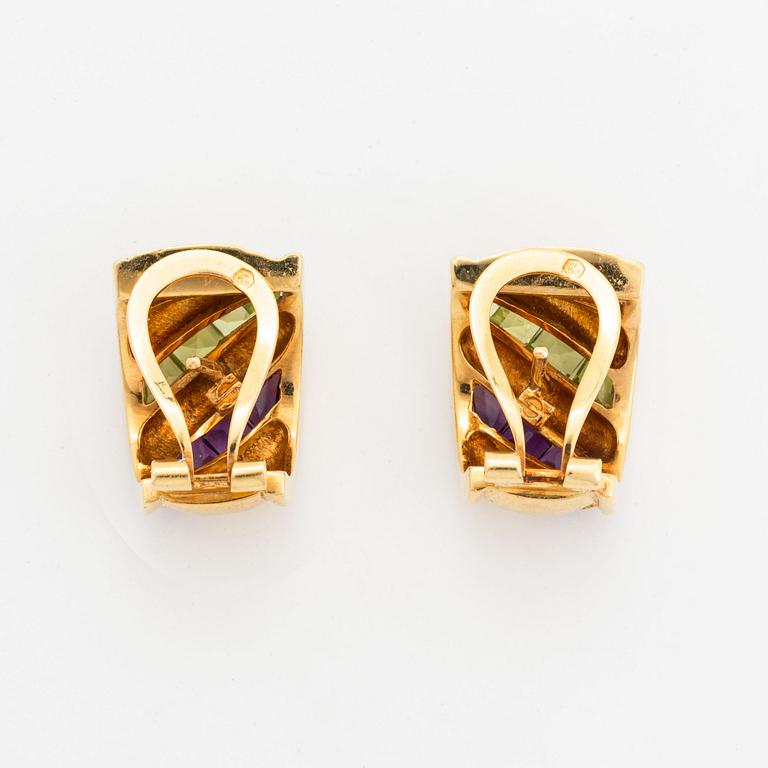Octavio Sarda, Ring and earings, with brilliant-cut duamonds amethyst and peridot.