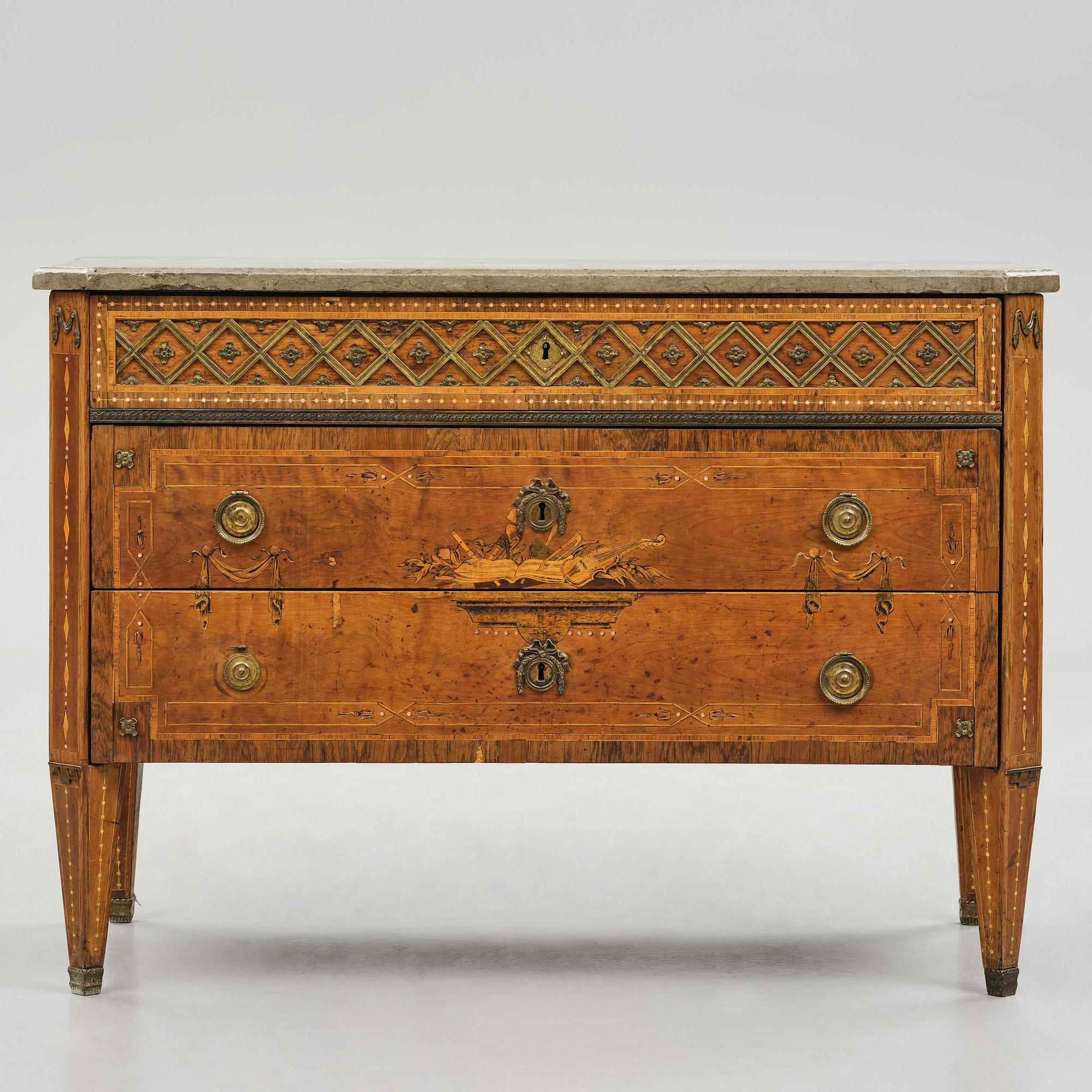 A Gustavian marquetry commode by N. P. Stenström (master in Stockholm 1782-90).