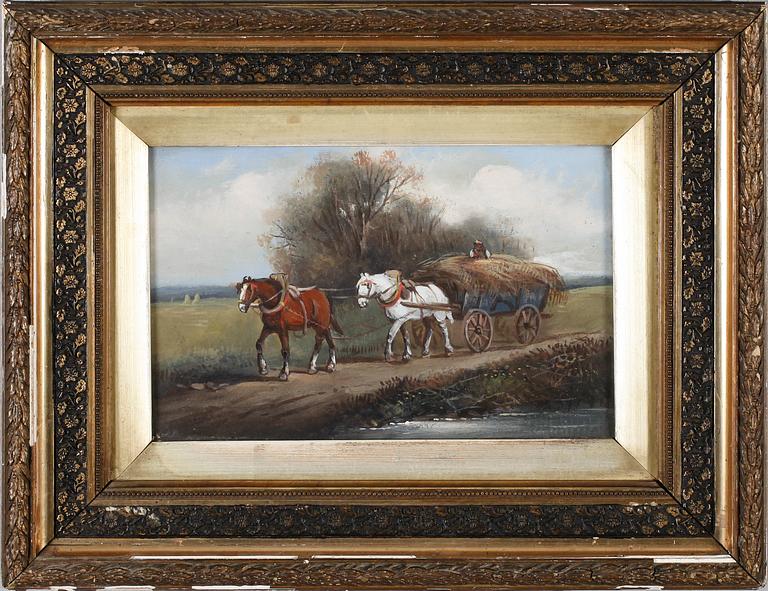 OKÄND KONSTNÄR, 2  st, oljor på pannå, ej signerade, England, 1800-/1900-tal.