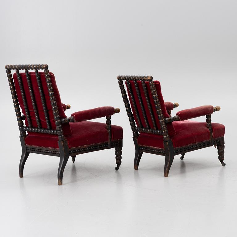 Armchairs, a pair, so-called “Bobbin Chair”, 19th century.