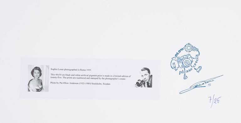 Per-Olow Anderson, "Sophia Loren photographed in Rome 1955".