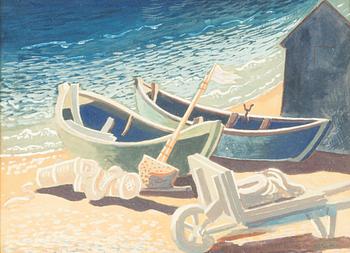 Axel Olson, "Båtar vid stranden".