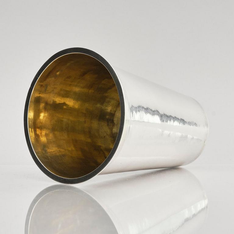 A Swedish late 17th century parcel-gilt silver beaker, mark of Johan Lund, Stockholm 1697.