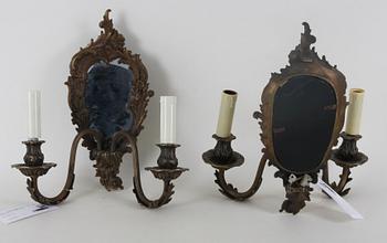 SPEGELLAMPETTER, ett par, rokokostil, 1900-tal.