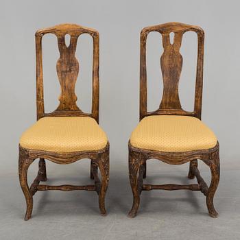 2 matched Swedish Rococo 18th century chairs.