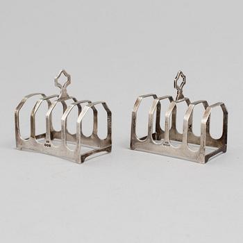 TOASTRACKS, a pair, silver, Viner's Ltd, Sheffield, England.