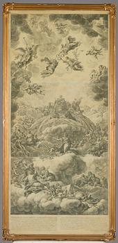 David Klöcker Ehrenstrahl, after, copper engraving and etching, three connected pieces. Laid on board.