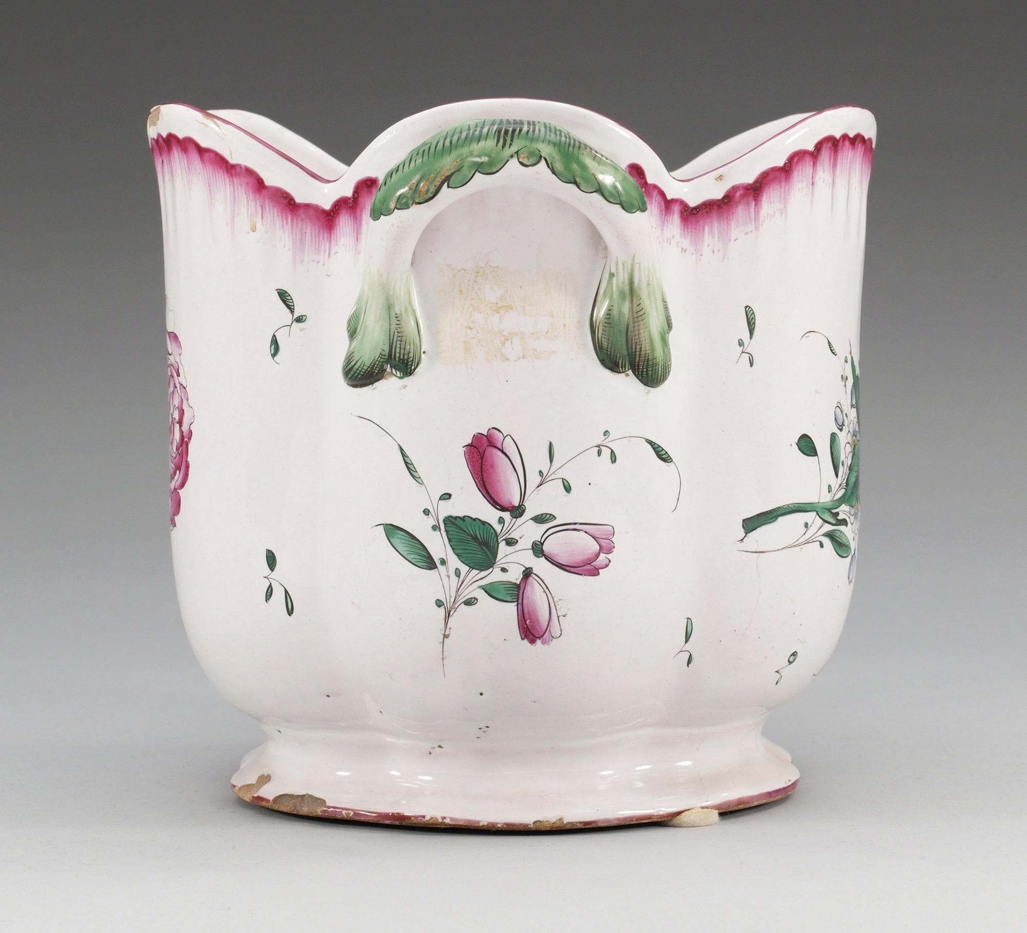 A French 18th Century faience wine cooler, Sceaux or Nideriller.