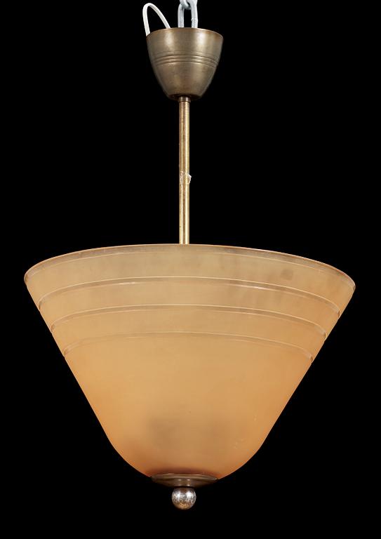 TAKLAMPA, glas, Sverige, 1930-tal. H 55.