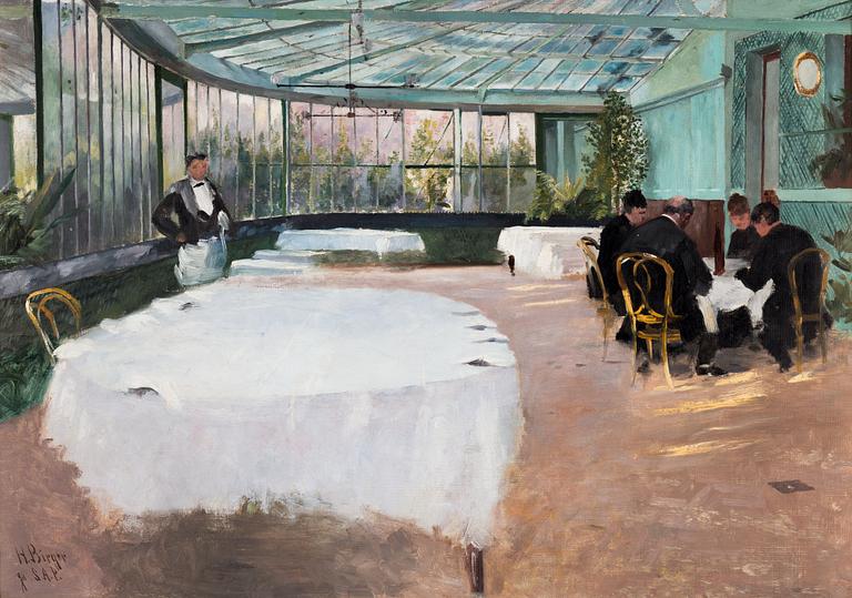Hugo Birger, "Interiör från Restaurant Ledoyen" (Studie till "Frukosten") Interior from Restaurant Ledoyen, Study for "The Breakfast".