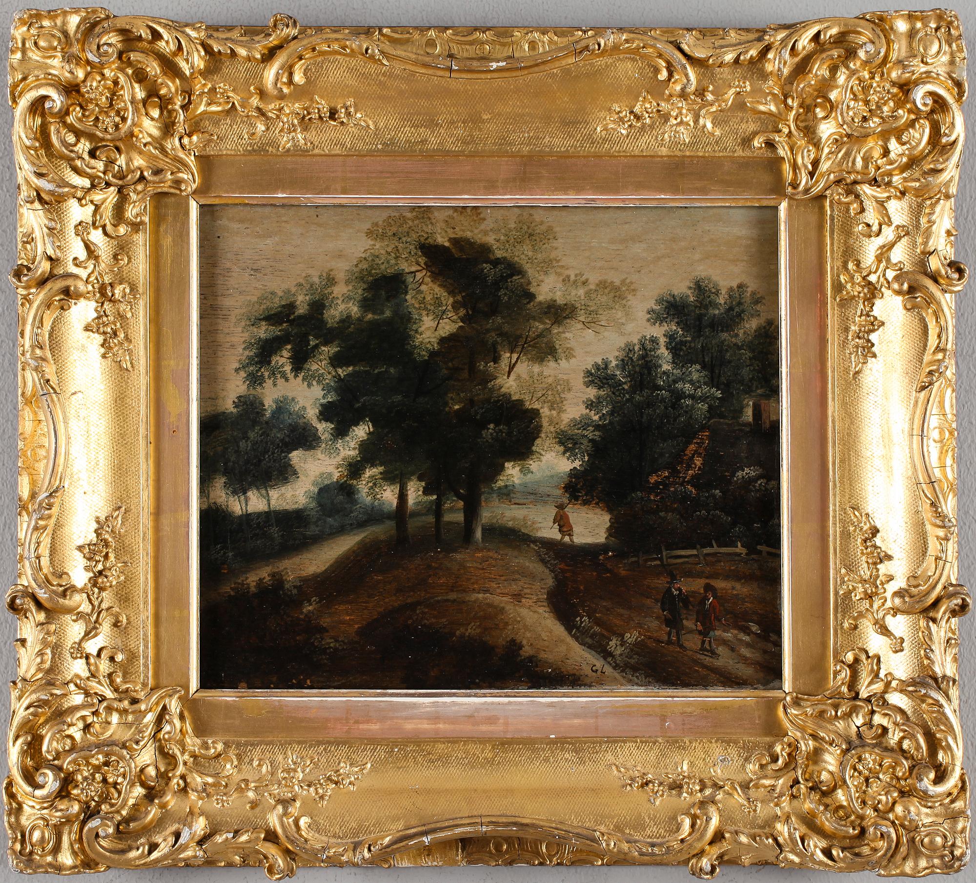 OKÄND KONSTNÄR, olja på pannå, monogramsignerad GL, omkring år 1800.