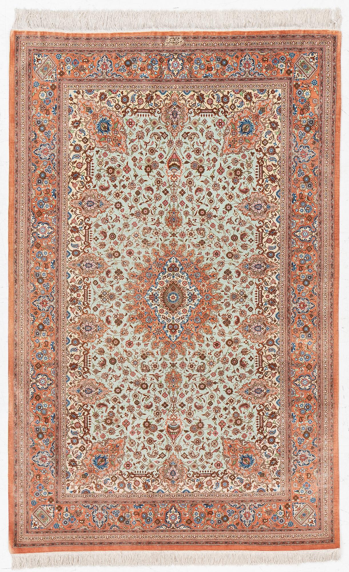 Rug, Old Ghom Central Persia, Signed Abbas Janshidi, c. 150 x 93 cm.