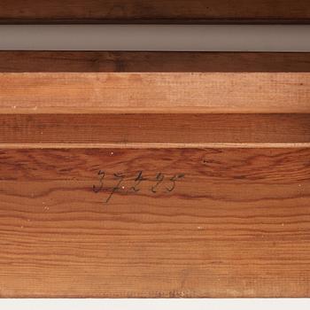 Axel Einar Hjorth, two stained pine "Skoga" stools, Nordiska Kompaniet, Sweden 1930's.