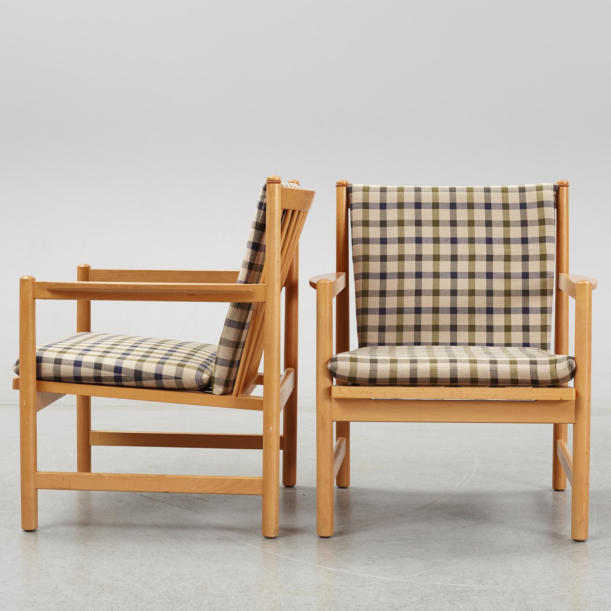 Børge Mogensen, karmstolar ett par, "Tremme hvilestol", Fritz Hansen.