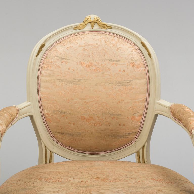 TWO ARMCHAIRS, gustavian and gustavian style, late 18th century and early 20th century.