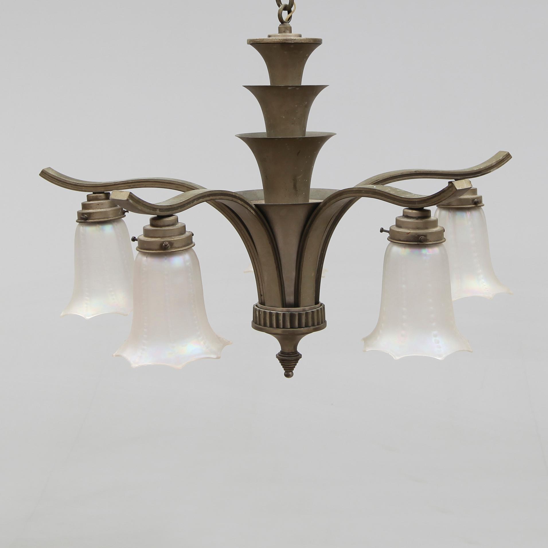 TAKLAMPA, art déco, 1900-talets första hälft. Höjd ca 45 cm.