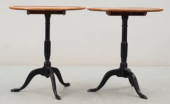 Two matched Swedish circa 1800 tilt-top tables.