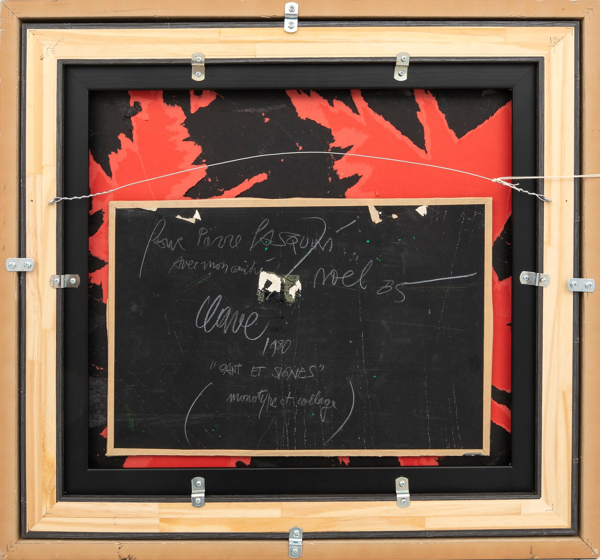 Antoni Clavé, monotyp med collage signerad, daterad 1980 á tergo.