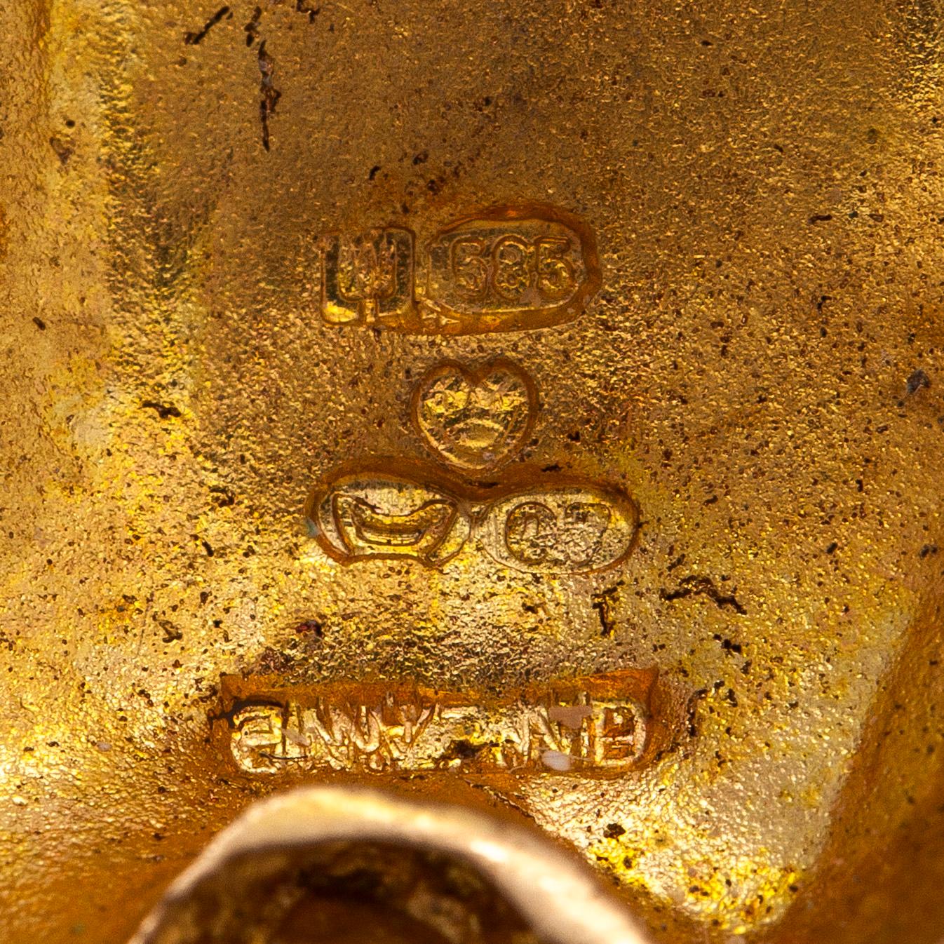 Björn Weckström, brosch, "Aquarius", 14K guld, akvamarin, Lapponia 1969.