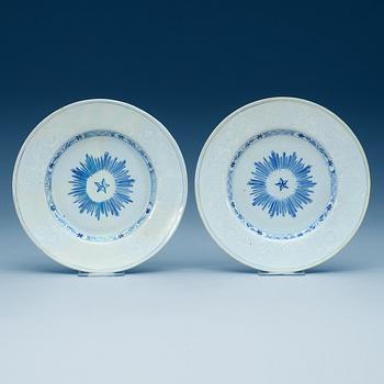 809. A pair of Swedish Rörstrand faience dishes dated 22/4 (17)57.