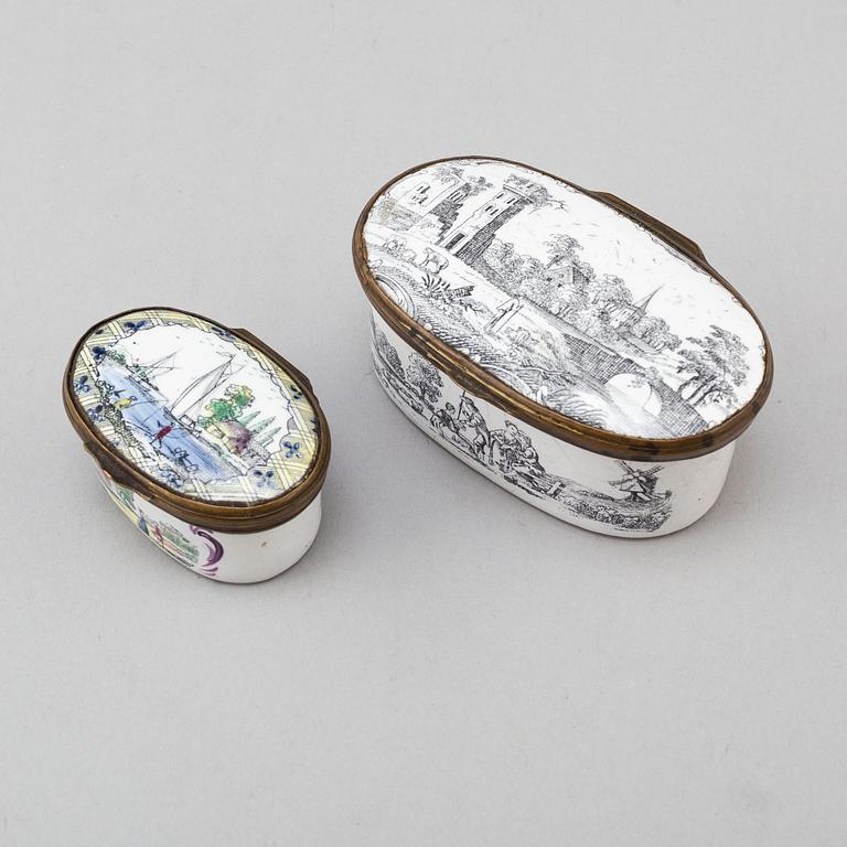 Two small enameled 18th century boxes.