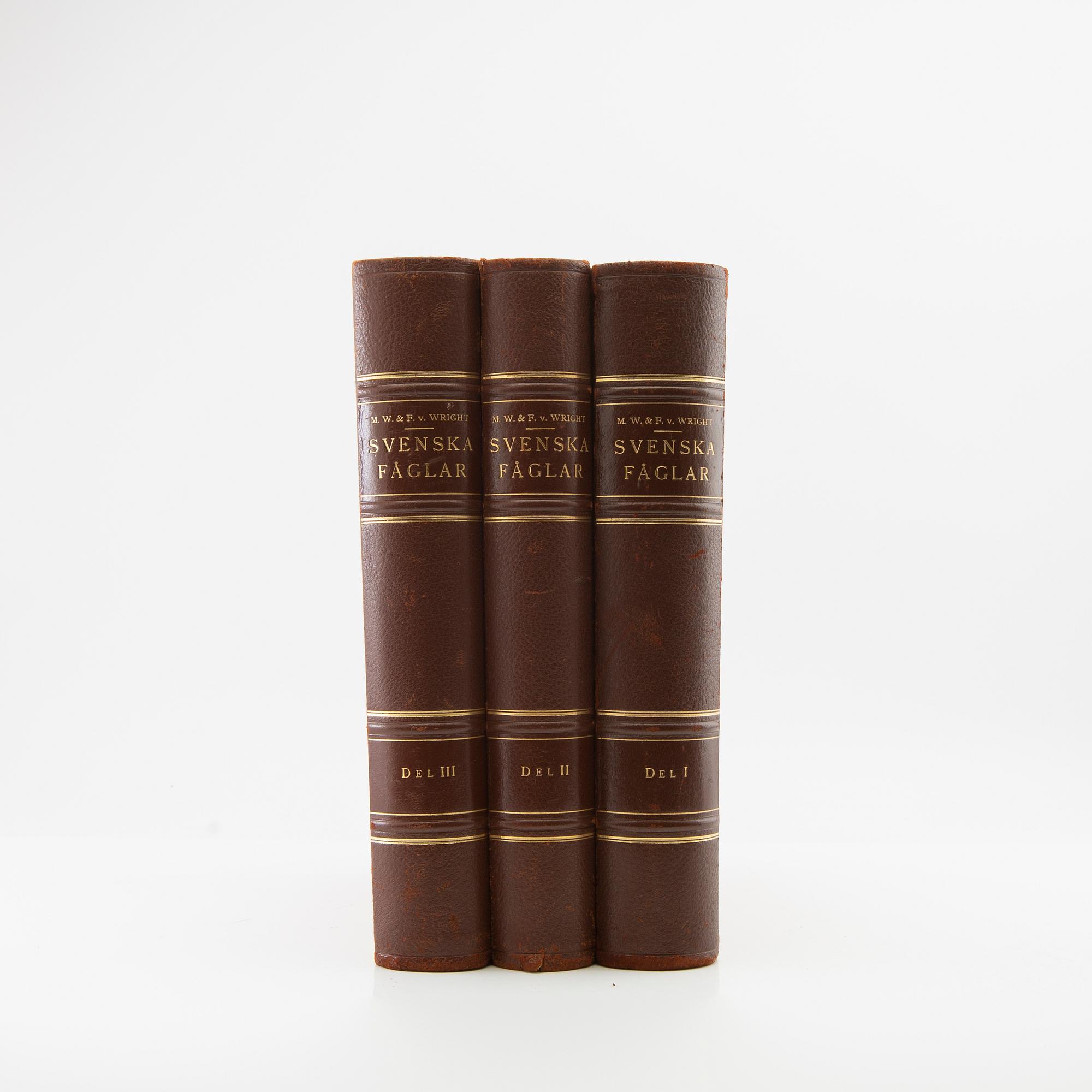 The von Wright Brothers, bookwork, 3 volumes, "Swedish Birds", A. Börtzells Printing Co. Ltd., Stockholm, 1927-1929.