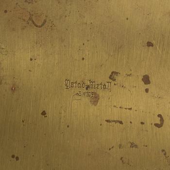 A mid 1950's Ysted Metall brass bowl and 3 candleholders-.