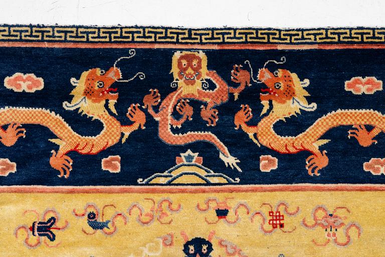 A Ningxia banner rug, Northern China, late Qing dynasty, c. 230x222 cm.