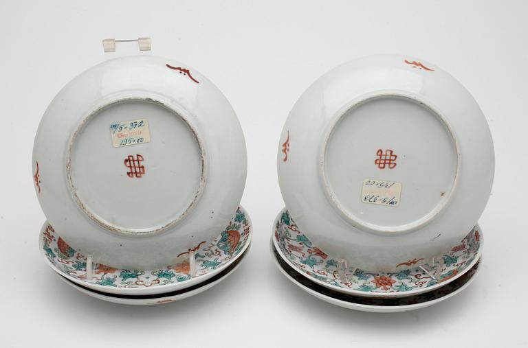 TALLRIKAR, 6 st, porslin, Kina, Tongzhi (1862-1874).