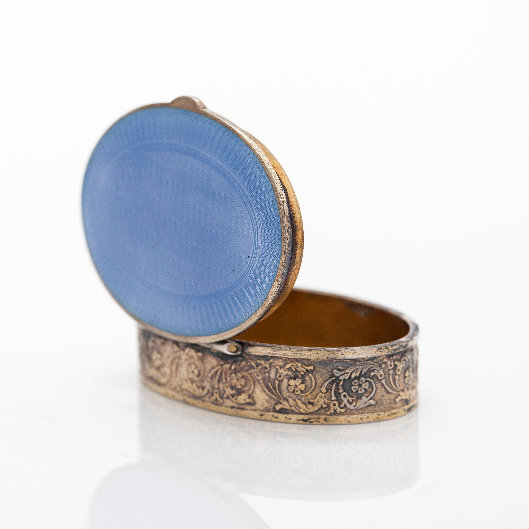 A gilded silver and enamel box, Marius Hammer, Norway, and a pendant in silver and enamel.