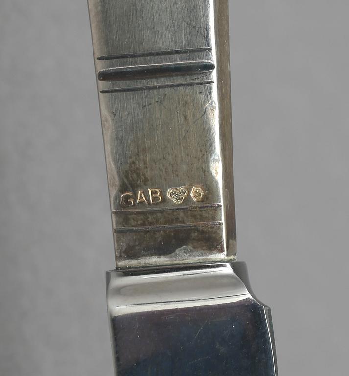 BESTICK, 12 delar, silver "Rosenholm", Guldsmedsaktiebolaget GAB, Stockholm 1956.