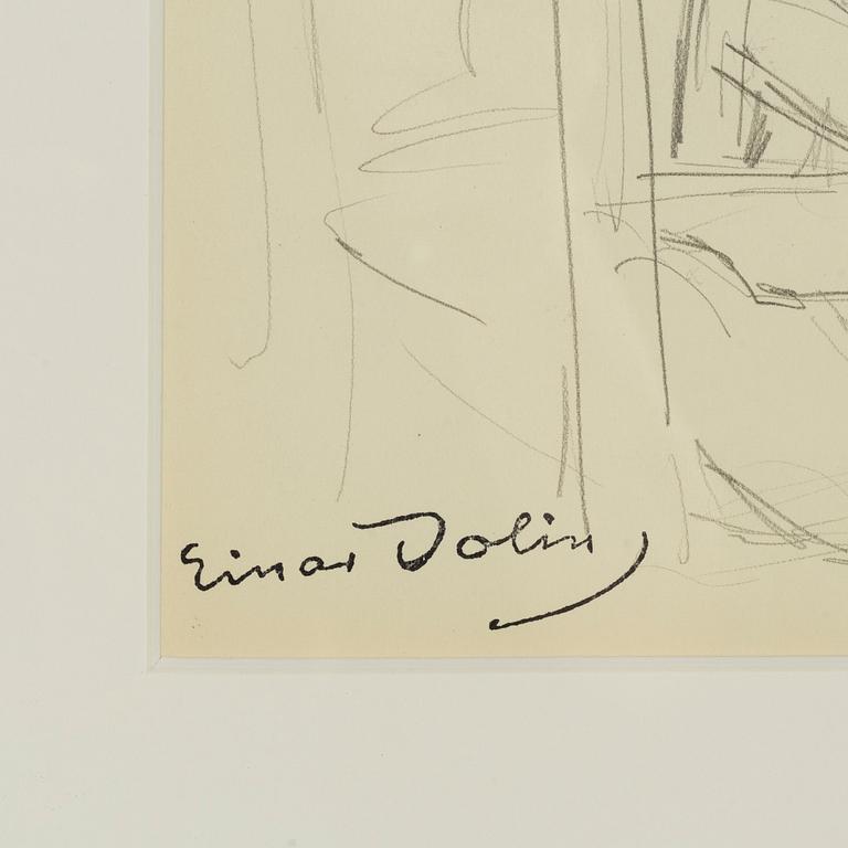 Einar Jolin, pencil drawing, stamped signature Einar Jolin.