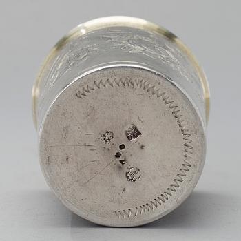 A BEAKER, silver, Hamburg, Leonhard Rothaer late 17th century, Russian importmarks Moscow 1777, weight114 g.