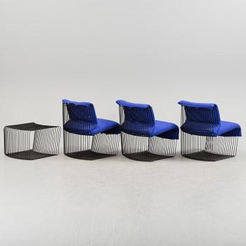 VERNER PANTON, Three 'Pantonova' easy chairs and a sidetable, late 20th Century.